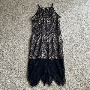 Lulu’s Lace Bodycon Midi Dress - Black, Small